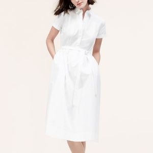 Ann Taylor LOFT white belted shirt dress